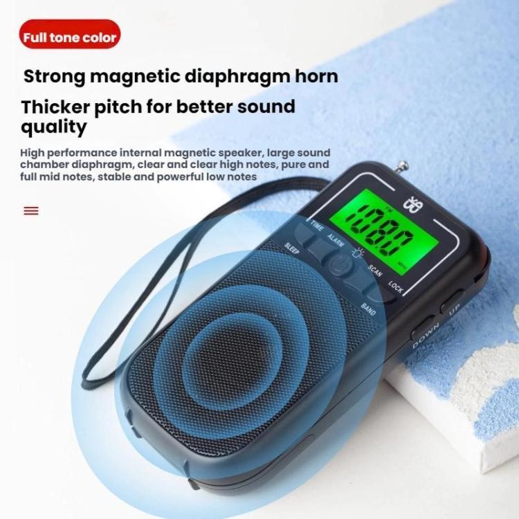 Portable FM/AM/SW Multi-Band High-Sensitivity Clock-Controlled Radio Player, Specification: For EU(Black) - Radio Player by buy2fix | Online Shopping UK | buy2fix