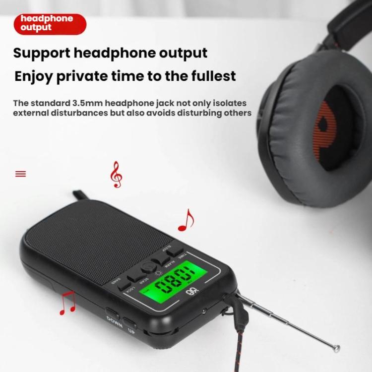 Portable FM/AM/SW Multi-Band High-Sensitivity Clock-Controlled Radio Player, Specification: For US(Red) - Radio Player by buy2fix | Online Shopping UK | buy2fix