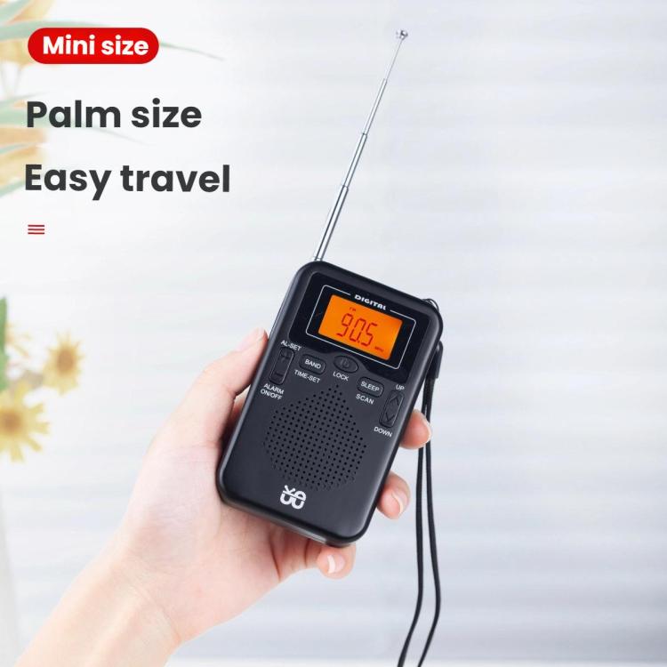 Portable FM/AM Clock-Controlled Stereo Pocket Radio Player, Size: For EU(Black) - Radio Player by buy2fix | Online Shopping UK | buy2fix
