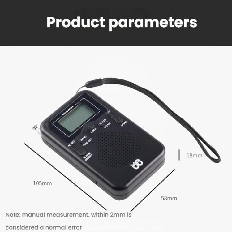 Portable FM/AM Clock-Controlled Stereo Pocket Radio Player, Size: For US(Black) - Radio Player by buy2fix | Online Shopping UK | buy2fix