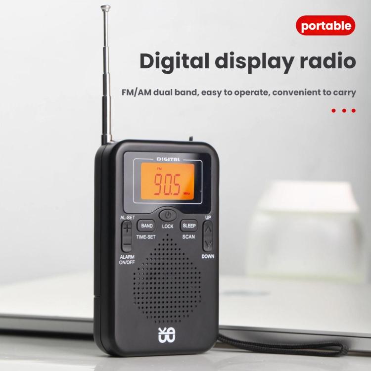 Portable FM/AM Clock-Controlled Stereo Pocket Radio Player, Size: For US(Black) - Radio Player by buy2fix | Online Shopping UK | buy2fix