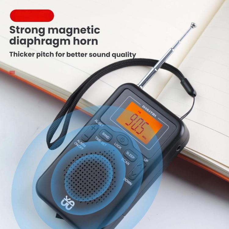Portable FM/AM Clock-Controlled Stereo Pocket Radio Player, Size: For US(Black) - Radio Player by buy2fix | Online Shopping UK | buy2fix