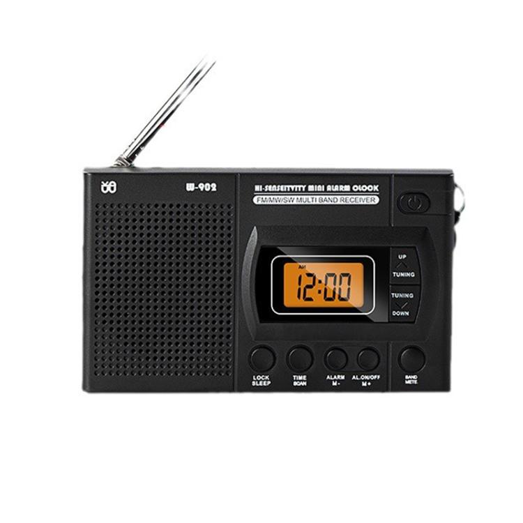 FM/AM/SW Full-Band Portable Clock LCD Clock Control Radio Player, Specifications: For EU(Black) - Radio Player by buy2fix | Online Shopping UK | buy2fix