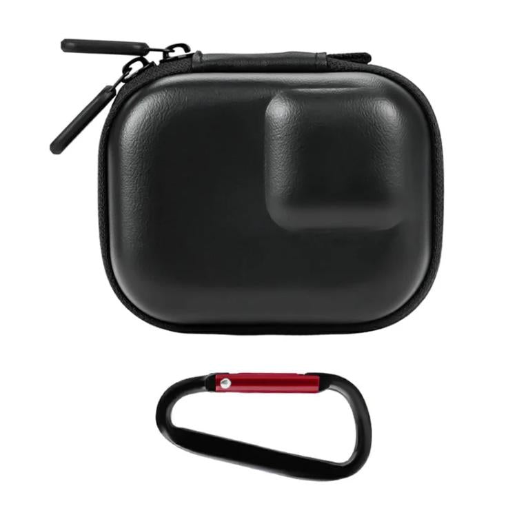 Flymile PU Mini Camera Case with Carabiner For Caged DJI Action 3/4/5 Pro/Insta360 Ace Pro 2/1/GoPro(Black) - Case & Bags by Flymile | Online Shopping UK | buy2fix