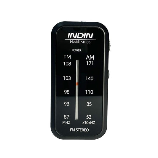INDIN SH05 Mini Stereo AM/FM Radio With Earphone & Stainless Steel Clip(Black) - Radio Player by INDIN | Online Shopping UK | buy2fix