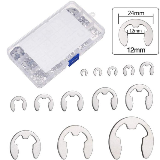 400pcs /Set 1.5-15mm Stainless Steel E-Type Open Circlips Boxed(222g) - Engine Fittings by buy2fix | Online Shopping UK | buy2fix
