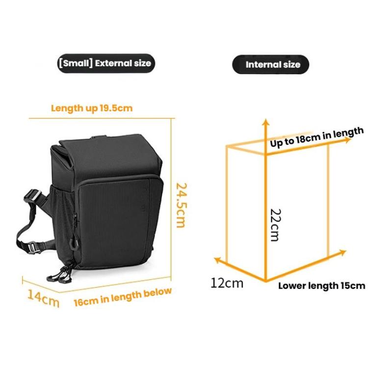 Cwatcun D198 Small Expandable Single Shoulder Camera Bag Waterproof Multi-Function Camera Bag(Black) - Strap Satchel by Cwatcun | Online Shopping UK | buy2fix