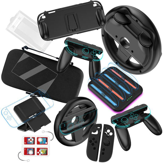 For Nintendo Switch 2 JYS Accessory Bundle Kit with Carrying Case, Charging Dock, Protective Shell, Desktop Stand, Steering Wheel, Grip, etc - Others by JYS | Online Shopping UK | buy2fix