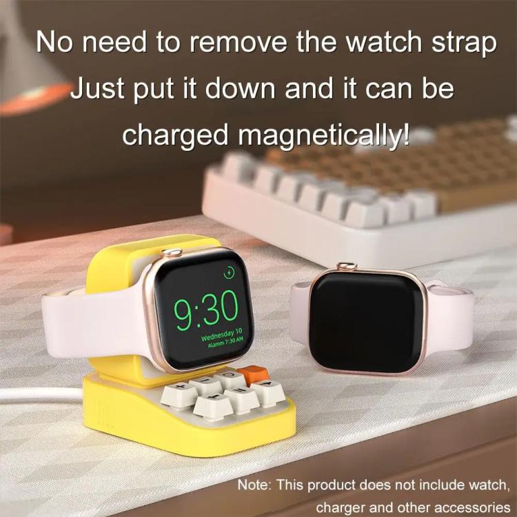 For Apple Watch Typewriter Style Stand Wireless Charging Silicone Base(Yellow) - Charger / Holder by buy2fix | Online Shopping UK | buy2fix