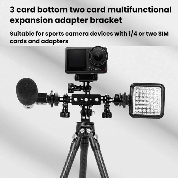 1 Inch Ball Head To 3 Card Aluminum Alloy 3 Station Live Streaming Stand Action Camera Multi Functional Expansion Adapter Accessory - Stand by buy2fix | Online Shopping UK | buy2fix