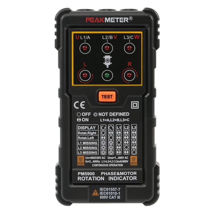 PEAKMETER Three-phase AC Motor Rotation Phase Sequence Tester(PM5900) - Digital Multimeter by PEAKMETER | Online Shopping UK | buy2fix