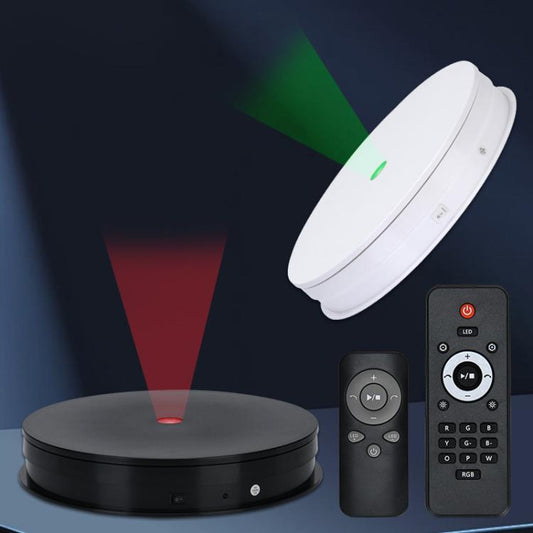 Remote Control Light Rotating Tray Still Life Display Adjustable Speed Brightness Jewelry Stand, Spec: 30cm White Base Colorful Light Direct Plug - by buy2fix | Online Shopping UK | buy2fix