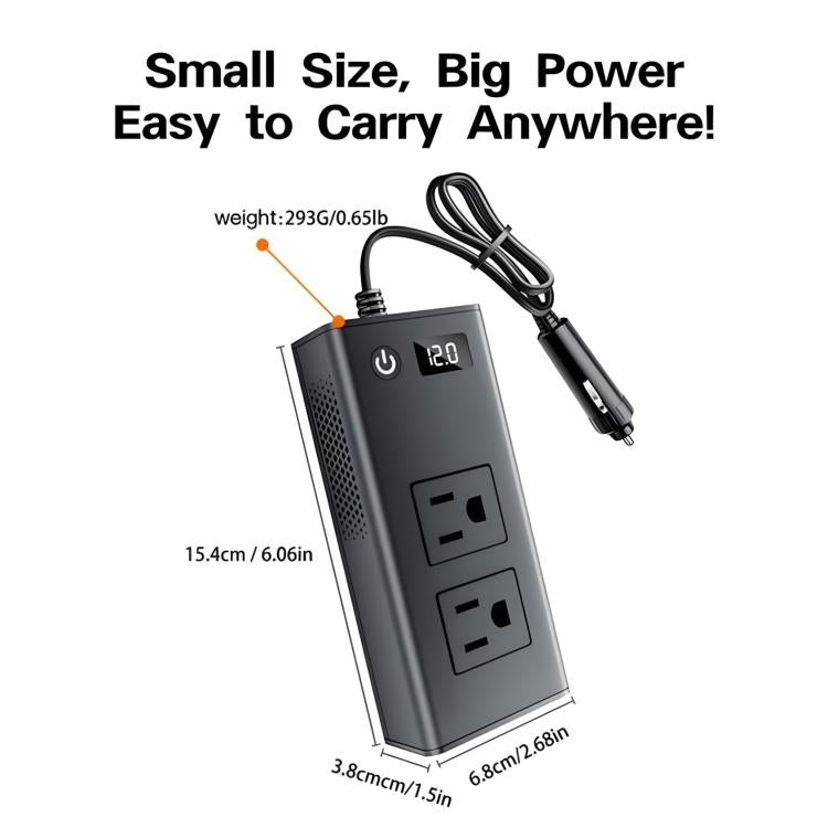 DC12V 200W Fast Charging QC3.0 PD Car Cigarette Lighter Portable Inverter(110V US Plug) - Others by buy2fix | Online Shopping UK | buy2fix