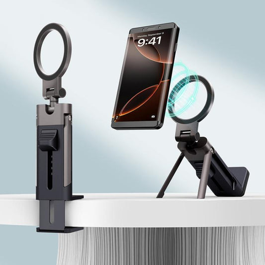 Mechanical Dog Shape Magnetic Travel Mobile Phone Holder Portable Desktop 360 Degree Rotating Lazy Holder(Black) - Desktop Holder by buy2fix | Online Shopping UK | buy2fix