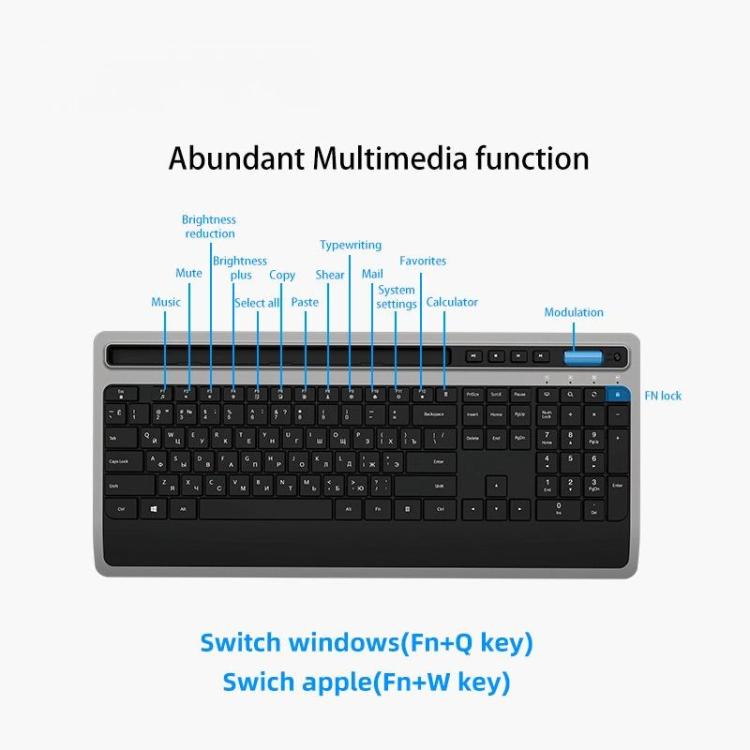 Wireless Keyboard and Mouse Combo for Business Office with Tablet Slot & Wrist Rest(Black) - Wireless Keyboard by buy2fix | Online Shopping UK | buy2fix