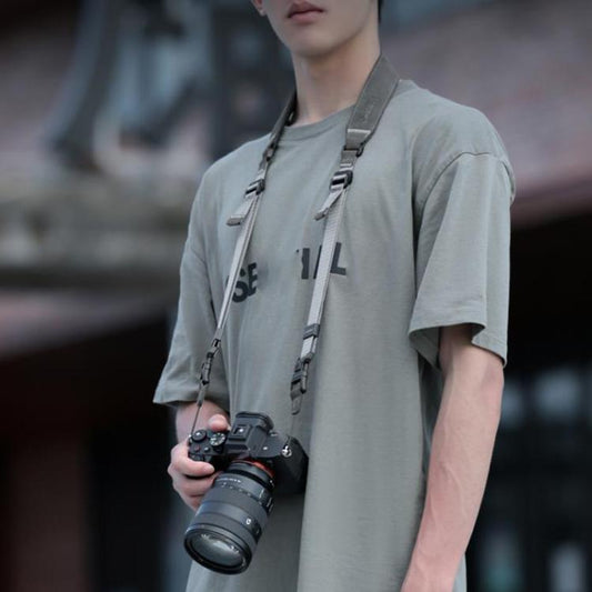 Cwatcun D213 Medium Universal Camera Shoulder Strap Matte Leather Quick Release Strap(Dark Gray) - Camera Strap by Cwatcun | Online Shopping UK | buy2fix