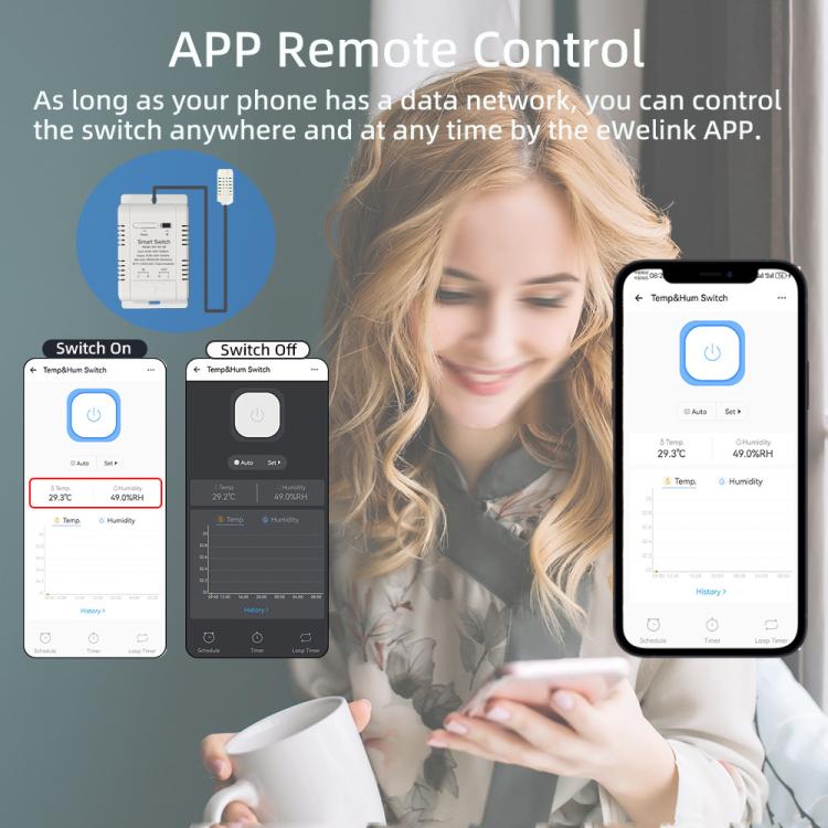DIY-WT-09 20A Temperature Switch Smart Thermostat, Compatible With Google / Alexa / Yandex Alice / IFTTT, Spec: Humidity+1m Temperature Humidity Sensor - Thermostat & Thermometer by buy2fix | Online Shopping UK | buy2fix