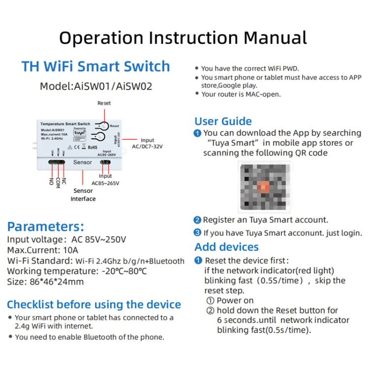 Graffiti WIFI Temperature Dry Contact Switch Module APP Remote Control Switch, Supports Google / Alexa Voice, Spec: With 2m Cable - Thermostat & Thermometer by buy2fix | Online Shopping UK | buy2fix