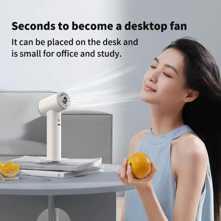 WT23 Handheld Digital Display Turbine Fan Outdoor Stepless Variable Speed Fan(Beige) - Electric Fans by buy2fix | Online Shopping UK | buy2fix