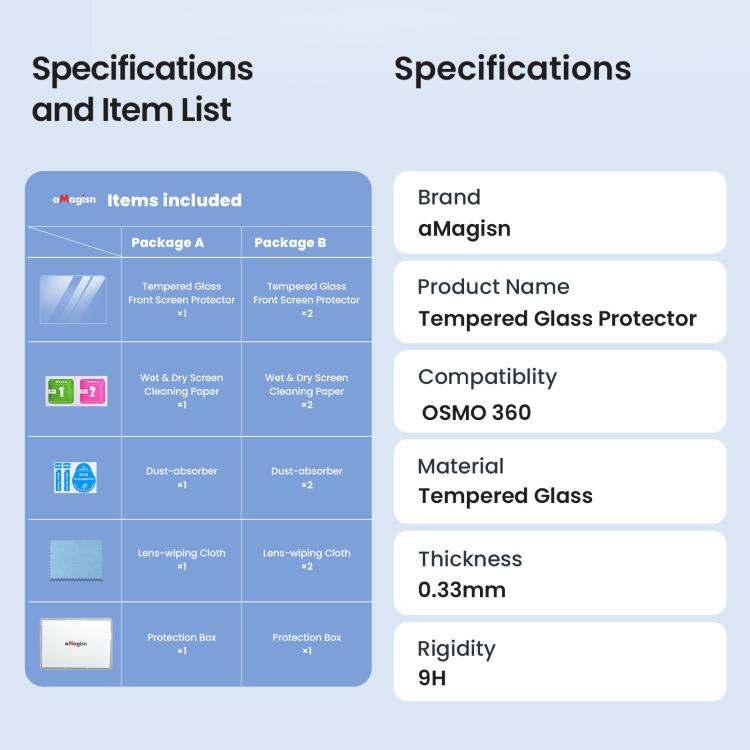For DJI Osmo 360 Camera AMagisn HD Tempered Glass Screen Protector 2 Sets - Protective Film & Stickers by aMagisn | Online Shopping UK | buy2fix