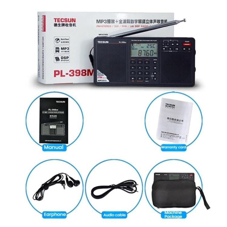 TECSUN PL-398MP Stereo Portable Full-Band Digital Tuning Radio Support SD Card Playback, Spec: Standard(Black) - Radio Player by TECSUN | Online Shopping UK | buy2fix