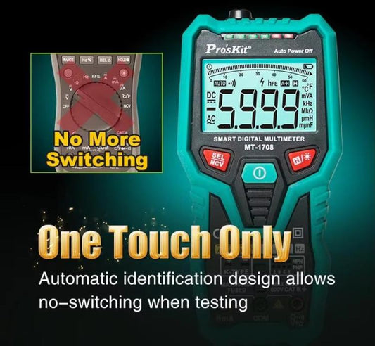 ProsKit MT-1708-C Multifunctional Burn-Proof 3 5/6 Intelligent Digital Multimeter Electrician Auto Ranging Universal Meter - Digital Multimeter by ProsKit | Online Shopping UK | buy2fix