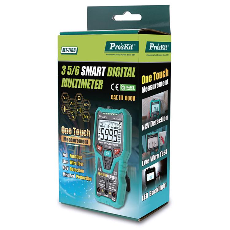 ProsKit MT-1708-C Multifunctional Burn-Proof 3 5/6 Intelligent Digital Multimeter Electrician Auto Ranging Universal Meter - Digital Multimeter by ProsKit | Online Shopping UK | buy2fix