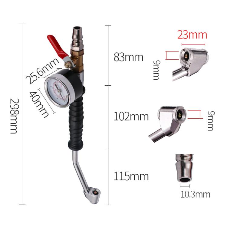 Truck Tire Extended Quick-Inflation Rod With Tire Pressure Gauge(Elbow) - Inflatable Pump by buy2fix | Online Shopping UK | buy2fix
