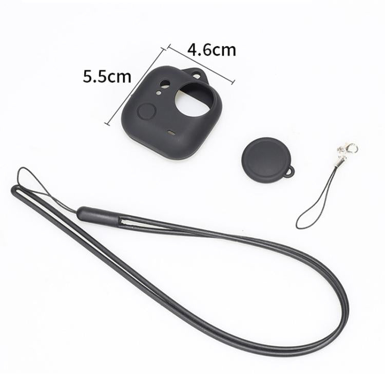 For Insta360 GO Ultra Silicone Case & Lens Cap Set with Lanyard Anti-Scratch Camera Body Protector(Black) - Case & Bags by buy2fix | Online Shopping UK | buy2fix