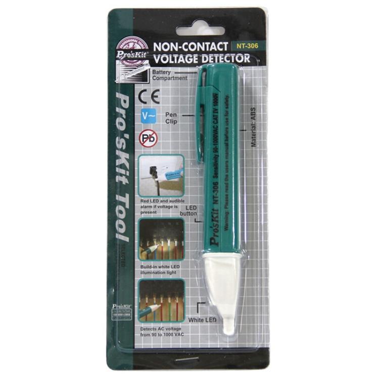ProsKit NT-306 Non-Contact Portable Electrical Tester Pen With LED Zero Ground Wire Testing Tool - Current & Voltage Tester by ProsKit | Online Shopping UK | buy2fix