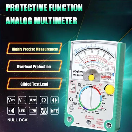 ProsKit MT-2017N Analog Multimeter 26 Range Misoperation-Proof Burn-Proof Electrical Meter - Current & Voltage Tester by ProsKit | Online Shopping UK | buy2fix