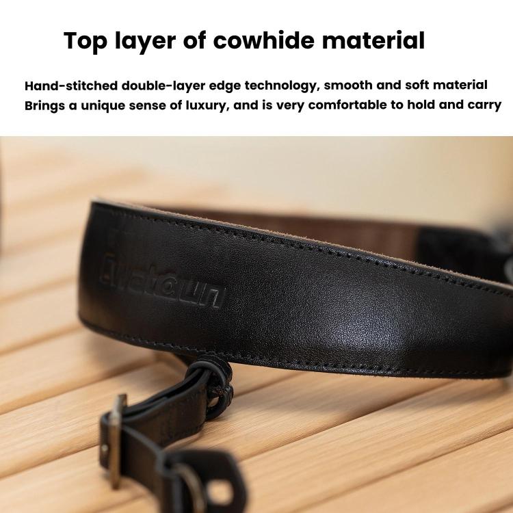 Cwatcun D222 Medium Comfortable DSLR Camera Universal Shoulder Strap Leather Quick Release Strap(Black) - Camera Strap by Cwatcun | Online Shopping UK | buy2fix