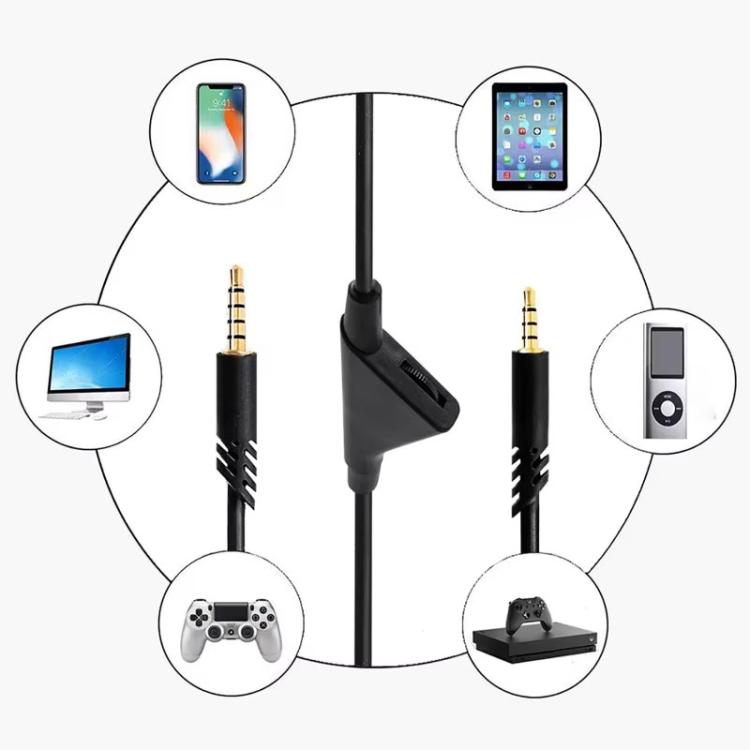 For Logitech Astro A10 / A40 / A30 Gaming Headset Cable Braided Audio Cable, Style: Black Square - Headset Accessories by buy2fix | Online Shopping UK | buy2fix
