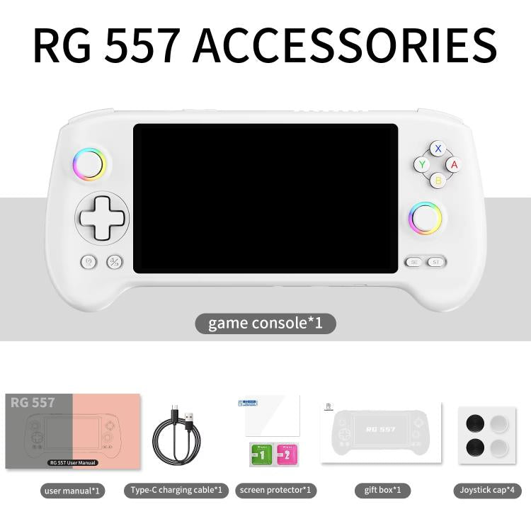 ANBERNIC RG557 Handheld Game Console 5.48-Inch AMOLED Screen Android 14 Video Game Player 12+256G(White) - Pocket Console by ANBERNIC | Online Shopping UK | buy2fix