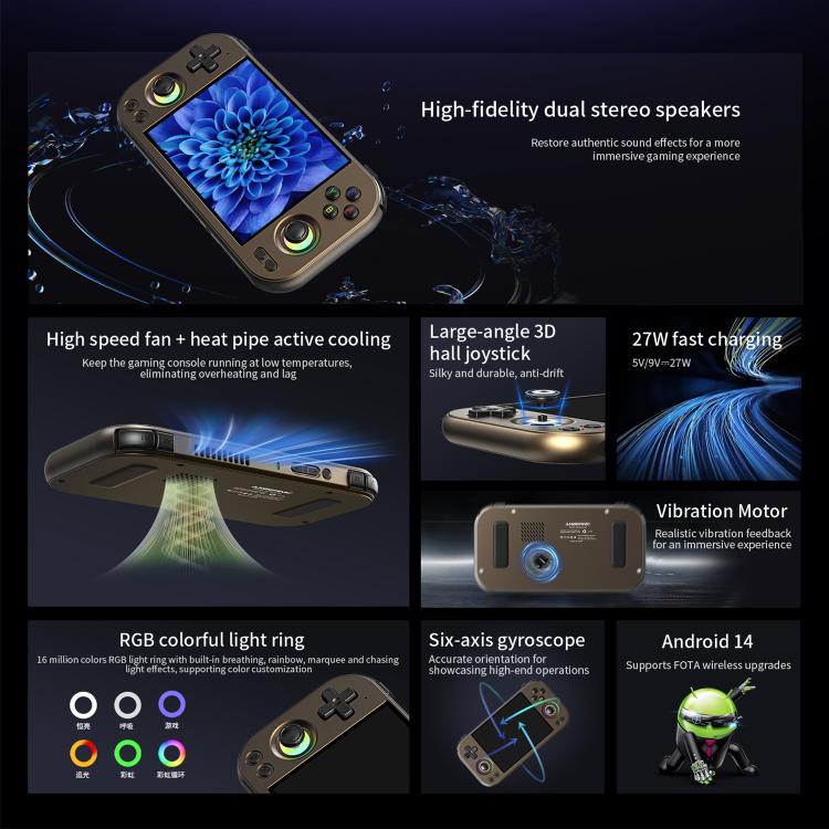 ANBERNIC RG 477M Android 14 Handheld Game Console With Aluminum Alloy Body, 4.7-Inch LTPS In-Cell Touch Screen, 3D Hall Joystick & Self-Developed AI Assistant 128G(Silver) - Pocket Console by ANBERNIC | Online Shopping UK | buy2fix