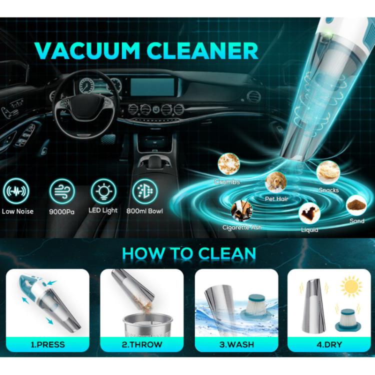 3.8m Corded Handheld Car Vacuum Cleaner with Brushless Motor(Black White) - Vacuum Cleaner by buy2fix | Online Shopping UK | buy2fix