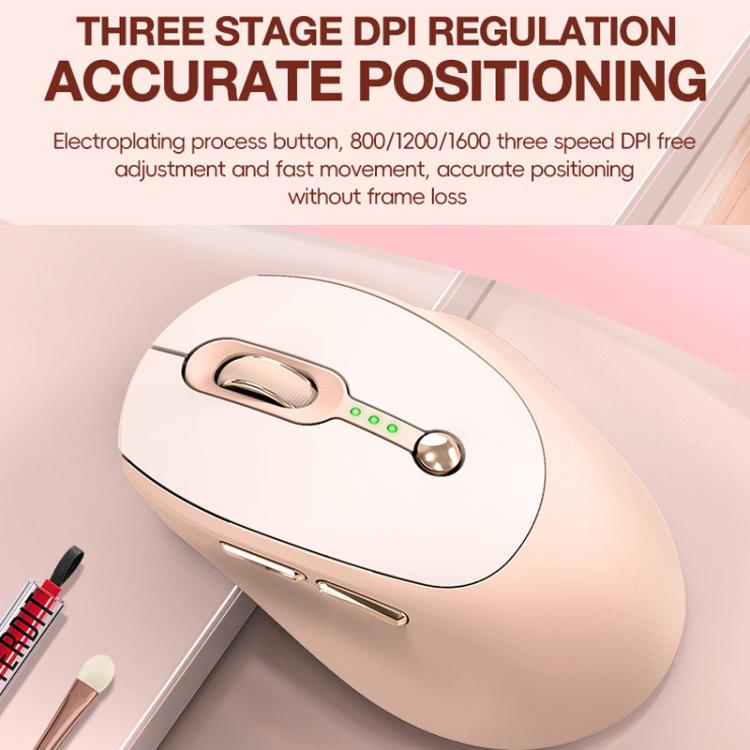 T-WOLF Q7 Single-Mode 2.4G 2400 DPI Wireless Mouse USB-C Rechargeable, Milk Tea Color Elegant Design with Battery Indicator - Wireless Mice by T-WOLF | Online Shopping UK | buy2fix