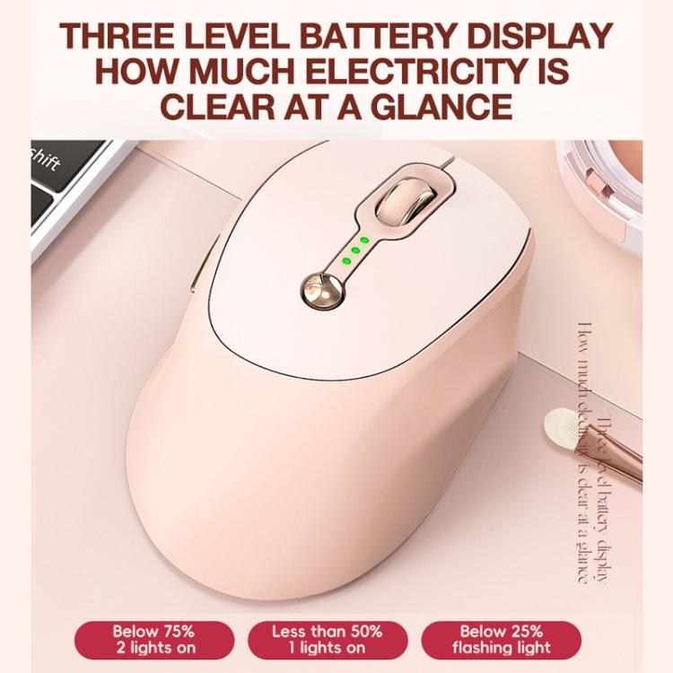 T-WOLF Q7 Single-Mode 2.4G 2400 DPI Wireless Mouse USB-C Rechargeable, Milk Tea Color Elegant Design with Battery Indicator - Wireless Mice by T-WOLF | Online Shopping UK | buy2fix