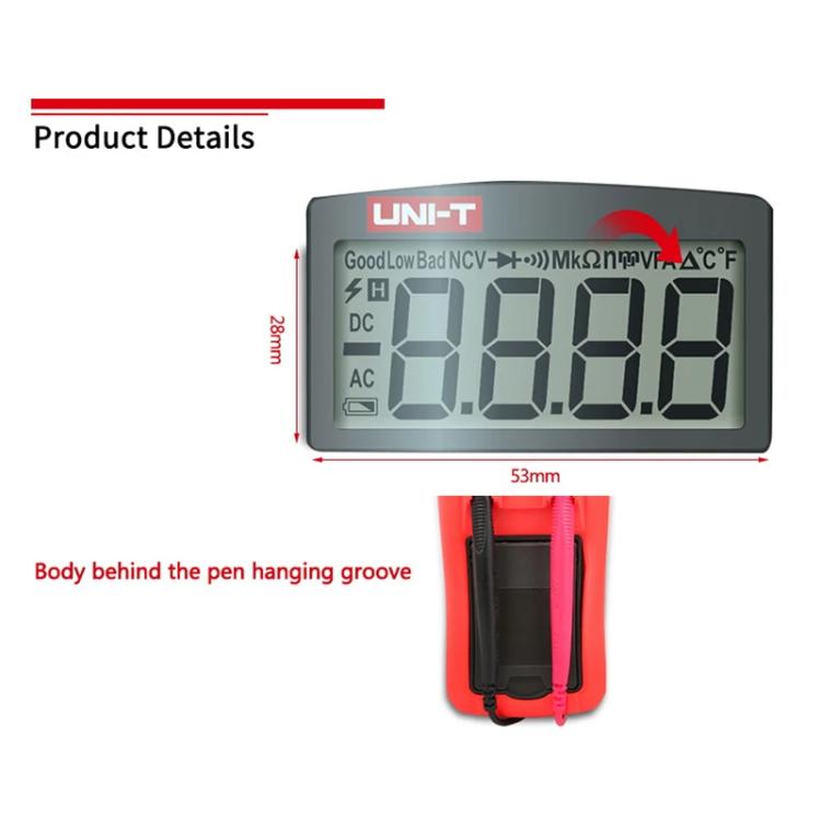 UNI-T UT33A+ Palm Size Multimeter With Backlit LCD Display, 600V 10A AC/DC Voltage Tester - Digital Multimeter by UNI-T | Online Shopping UK | buy2fix