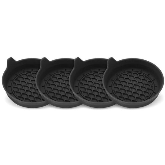 4pcs Anti-squeak Anti-slip Car Coaster With Handle(Black) - Car Drink Holders by buy2fix | Online Shopping UK | buy2fix