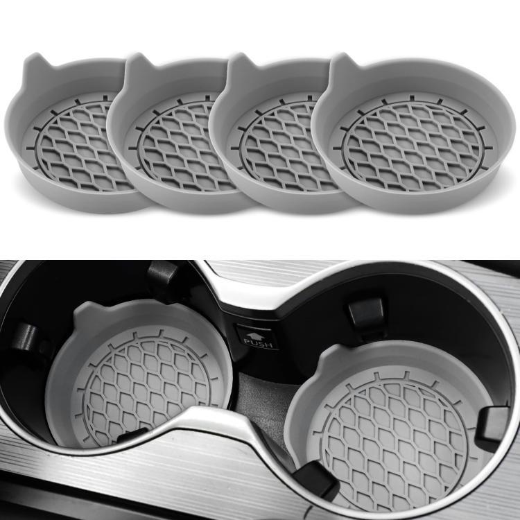 4pcs Anti-squeak Anti-slip Car Coaster With Handle(Gray) - Car Drink Holders by buy2fix | Online Shopping UK | buy2fix