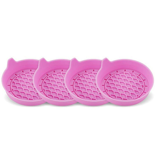 4pcs Anti-squeak Anti-slip Car Coaster With Handle(Pink) - Car Drink Holders by buy2fix | Online Shopping UK | buy2fix