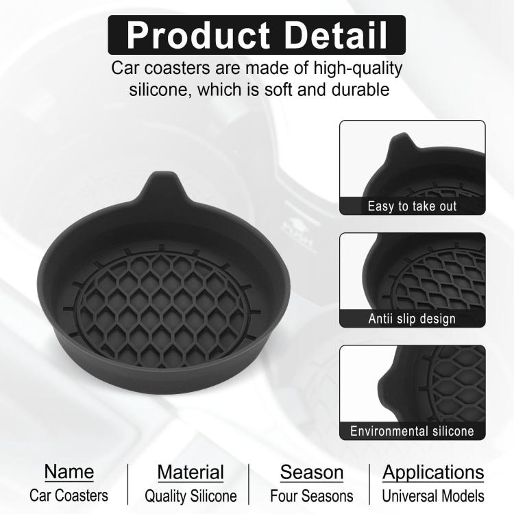 4pcs Anti-squeak Anti-slip Car Coaster With Handle(Black) - Car Drink Holders by buy2fix | Online Shopping UK | buy2fix