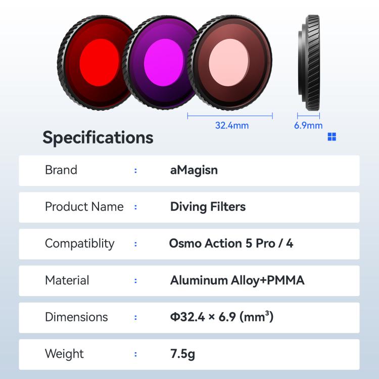 For DJI Osmo Action 5 Pro / Action 4 aMagisn Anti-Fog Dive Filter Lens Seamlessly Adapted To Waterproof Cases(Red) - Lens Filter by aMagisn | Online Shopping UK | buy2fix