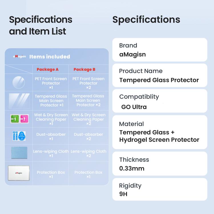 For Insta360 GO Ultra aMagisn Tempered Glass Screen Protector Camera Lens Film, Spec: 1 Set - Len Accessories by aMagisn | Online Shopping UK | buy2fix