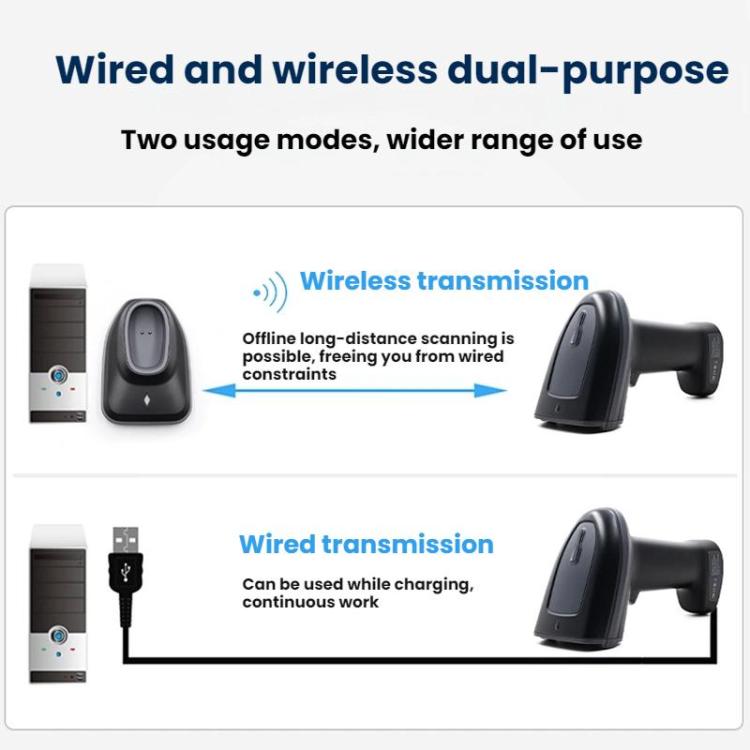 Long-range Wireless QR Code Barcode Scanner With Base, Specification: Single 2.4G - Barcode Scanner by buy2fix | Online Shopping UK | buy2fix