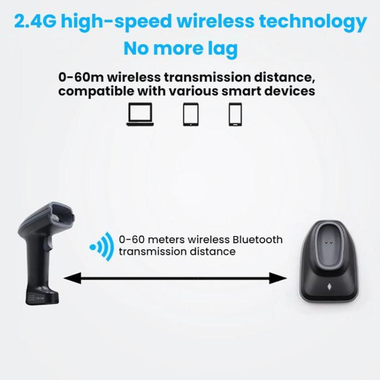 Long-range Wireless QR Code Barcode Scanner With Base, Specification: 2.4G + Bluetooth - Barcode Scanner by buy2fix | Online Shopping UK | buy2fix
