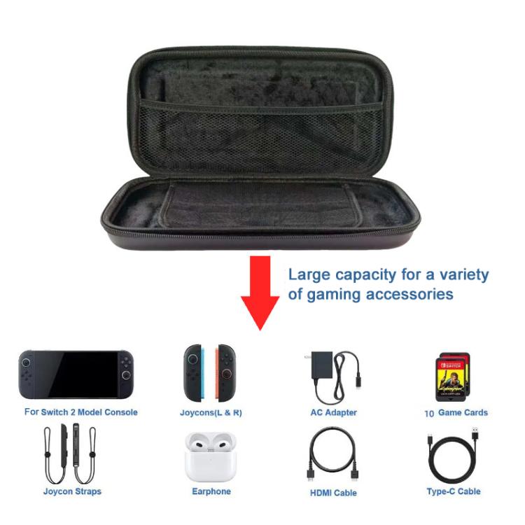 For Nintendo Switch 2 Carrying Case Portable Shockproof and Waterproof Game Console Accessory Storage Box(Black) - Bags by buy2fix | Online Shopping UK | buy2fix