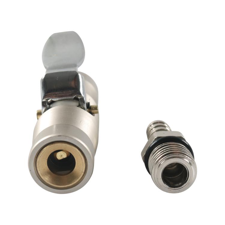 Car Air Pressure Gauge Self-Locking German-Style Air Pump Nozzle, Color: Black + Male Inflator Connector A10507 - Inflatable Pump by buy2fix | Online Shopping UK | buy2fix