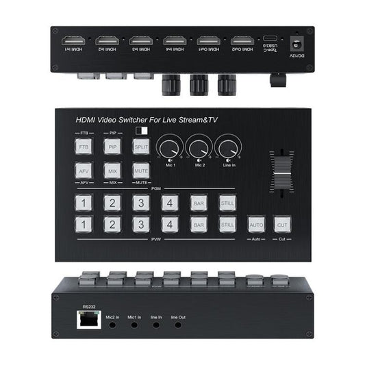 4 In 2 Out HDMI Guide Switchboard Type-C Capture Port OSD Display Game Switcher US Plug(Black) - Live Sound Effects Processors by buy2fix | Online Shopping UK | buy2fix